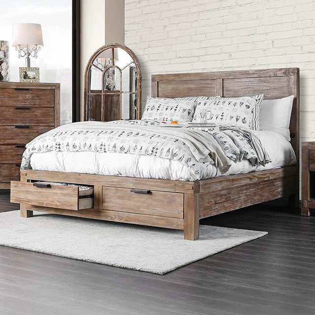 Wynton Weathered Light Oak Queen Bed - Ornate Home