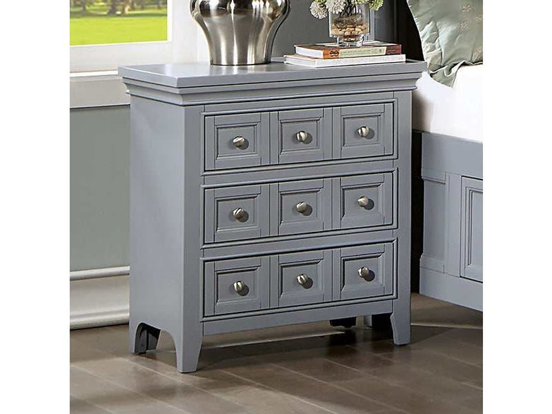 Castlile Gray Nightstand w/ USB - Ornate Home