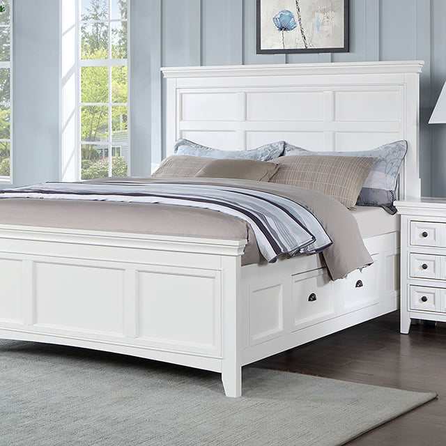 Castile White Eastern King Bed - Ornate Home