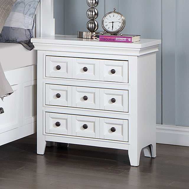 Castile White Nightstand w/ USB - Ornate Home