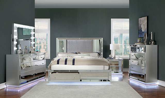 Belladonna Silver Queen Bed - Ornate Home