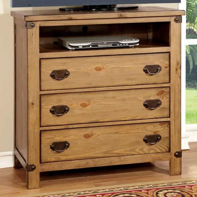 Pioneer Weathered Elm Media Chest - Ornate Home