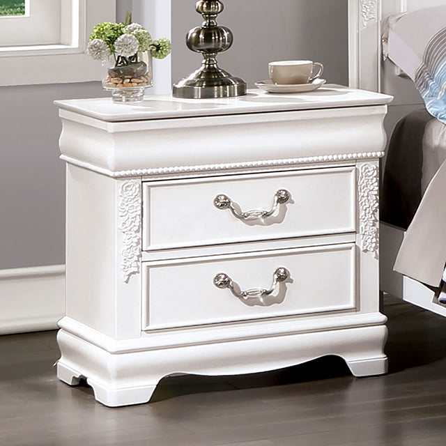 Alecia White Nightstand w/ USB - Ornate Home