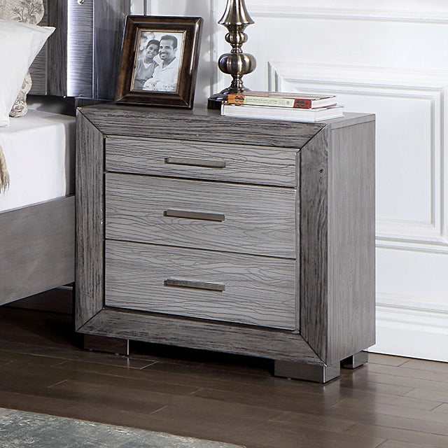 Raiden Gray Nightstand w/ USB - Ornate Home