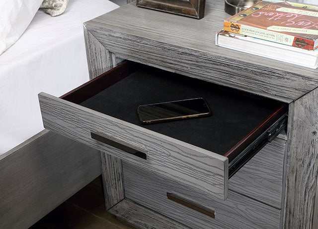 Raiden Gray Nightstand w/ USB - Ornate Home