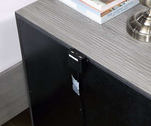 Raiden Gray Nightstand w/ USB - Ornate Home