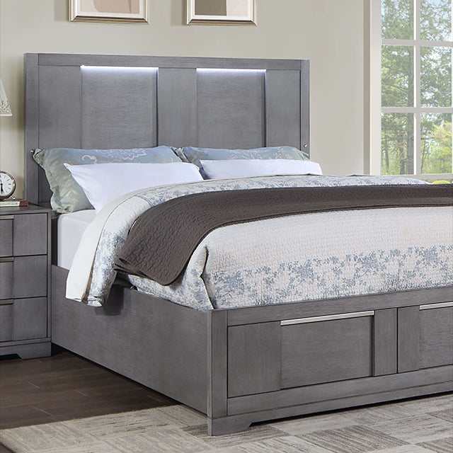 Regulus Gray Eastern King Bed - Ornate Home