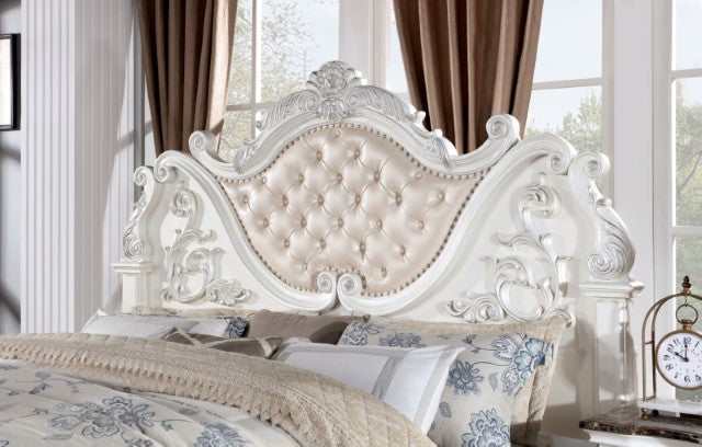 Esparanza Pearl White Queen Bed - Ornate Home