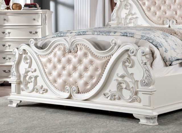 Esparanza Pearl White Eastern King Bed - Ornate Home