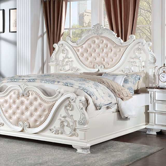 Esparanza Pearl White Eastern King Bed - Ornate Home