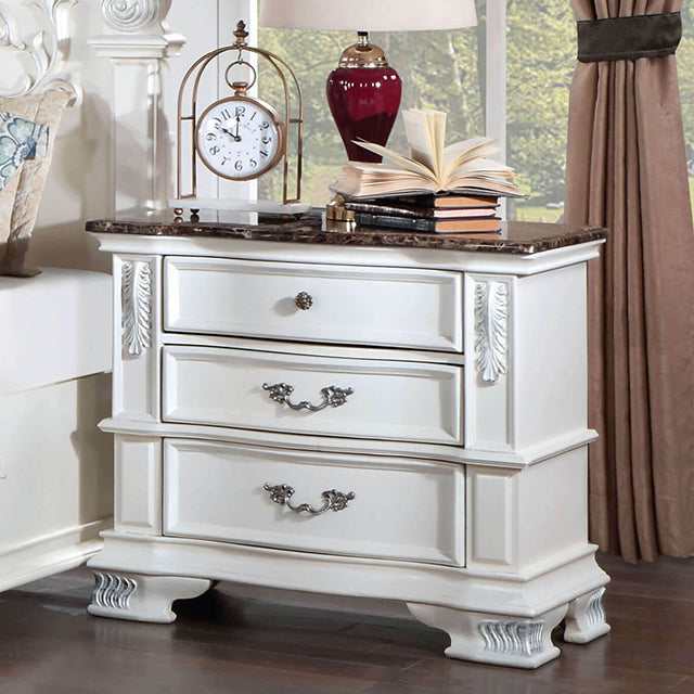 Esparanza Pearl White Nightstand - Ornate Home