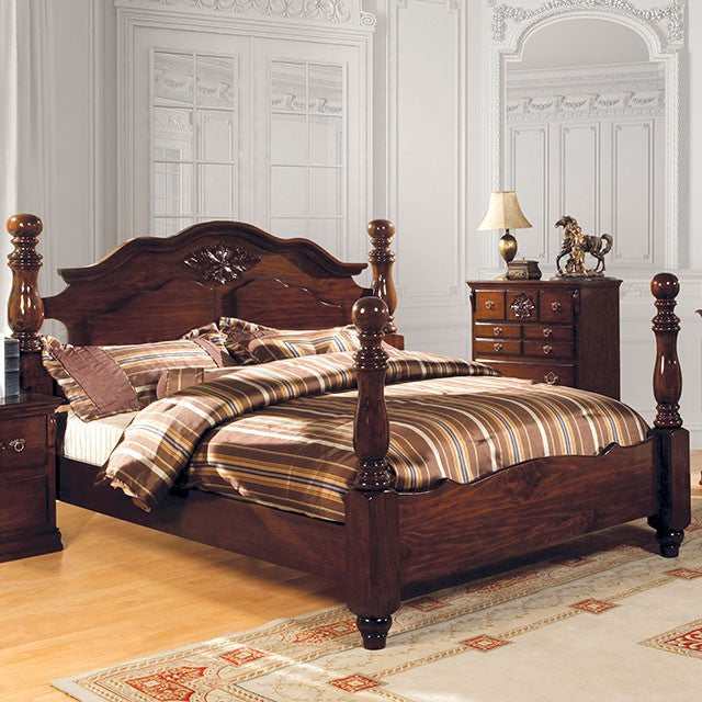 Tuscan Glossy Dark Pine Eastern King Bed - Ornate Home