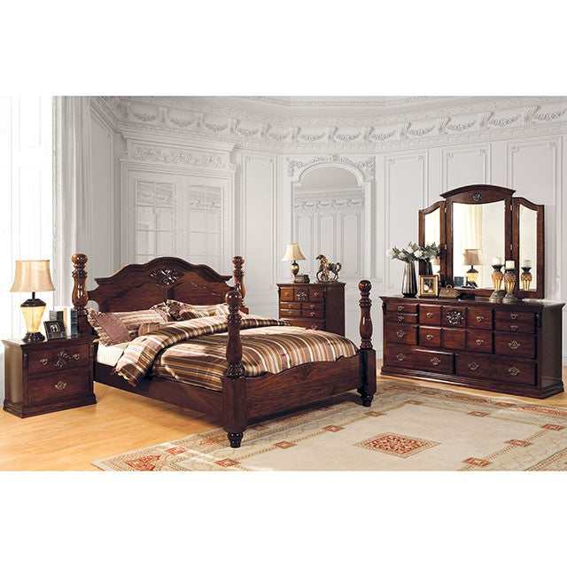 Tuscan Glossy Dark Pine Eastern King Bed - Ornate Home