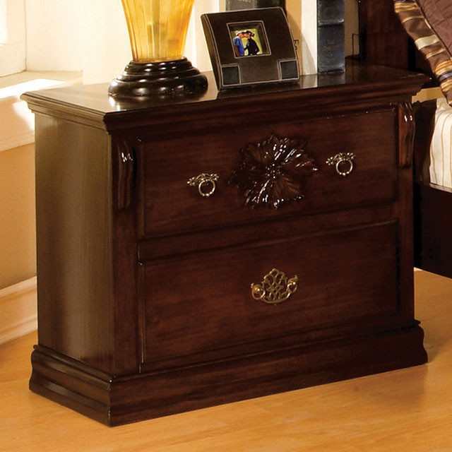 Tuscan Glossy Dark Pine Nightstand - Ornate Home