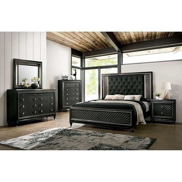 Demetria Metallic Gray Eastern King Bed - Ornate Home