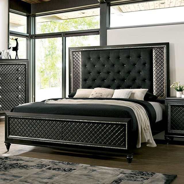 Demetria Metallic Gray Eastern King Bed - Ornate Home