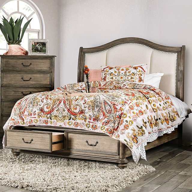 Belgrade i Rustic Natural Tone/Ivory Queen Bed - Ornate Home