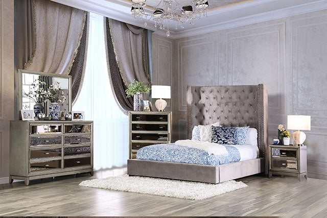 Rosabelle Gray Eastern King Bed - Ornate Home