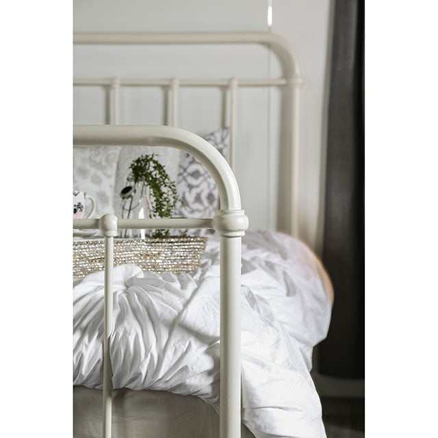 iria Vintage White Eastern King Bed - Ornate Home