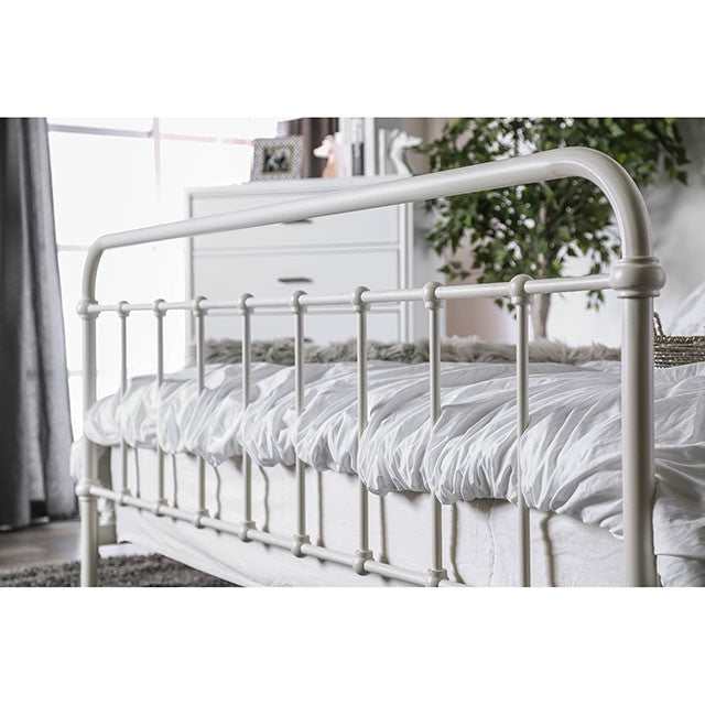 iria Vintage White Eastern King Bed - Ornate Home