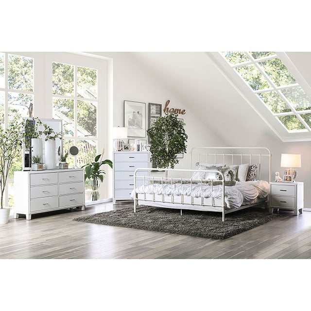 iria Vintage White Eastern King Bed - Ornate Home