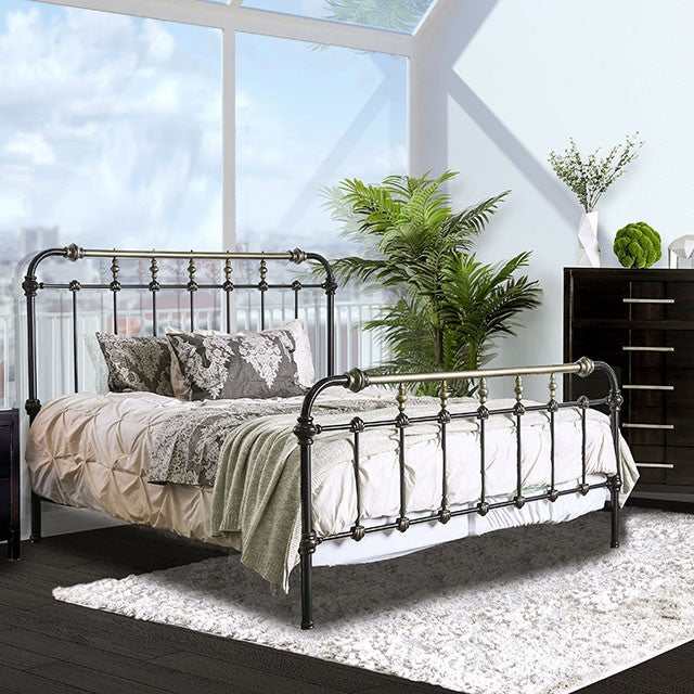 Riana Antique Black Metal Twin Bed - Ornate Home