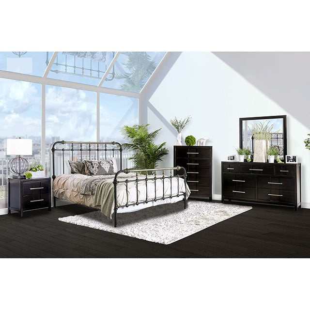 Riana Antique Black Metal Twin Bed - Ornate Home