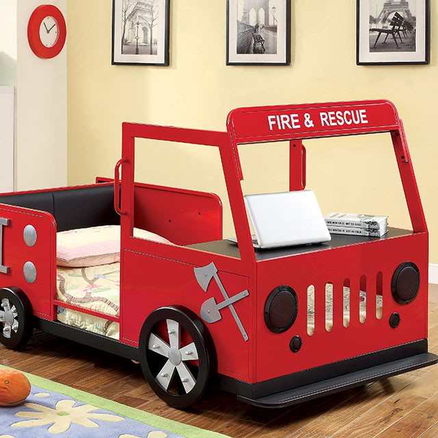 Rescuer Red/Black Twin Bed - Ornate Home