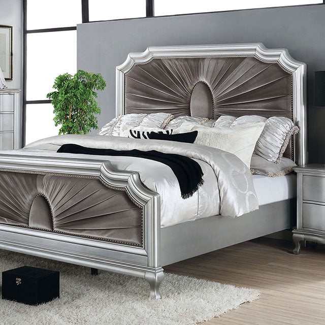 Aalok Silver/Warm Gray California King Bed - Ornate Home