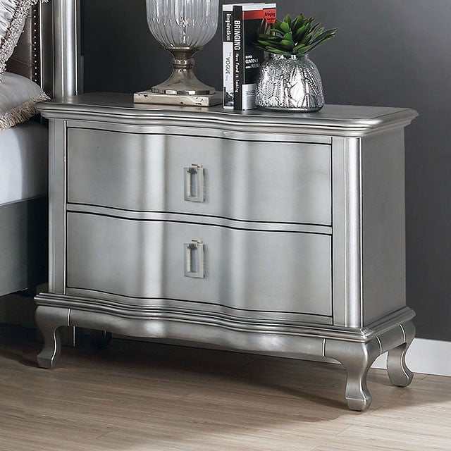 Aalok Silver Nightstand - Ornate Home