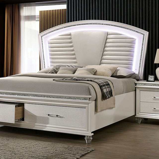 Maddie Pearl White/White Eastern King Bed - Ornate Home