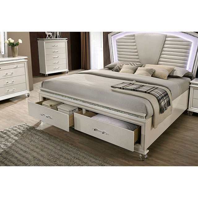 Maddie Pearl White/White Eastern King Bed - Ornate Home