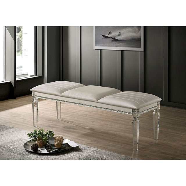 Maddie Pearl White Bench - Ornate Home