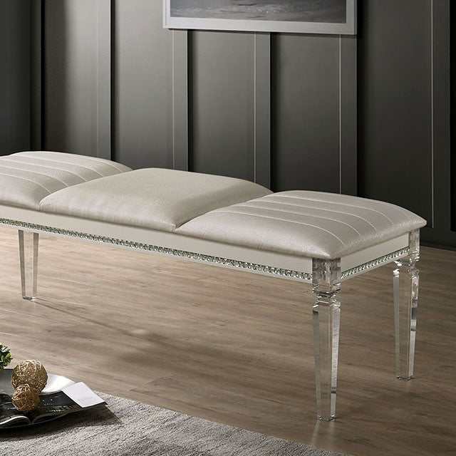 Maddie Pearl White Bench - Ornate Home