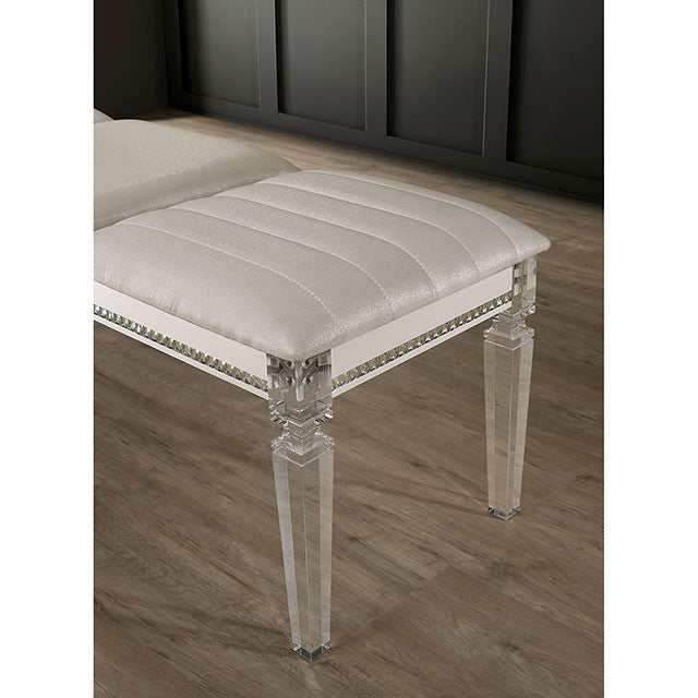 Maddie Pearl White Bench - Ornate Home