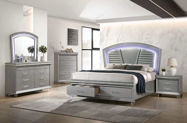 Maddie Silver Queen Bed - Ornate Home