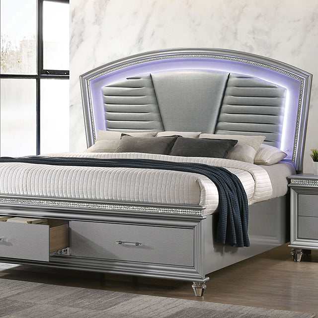 Maddie Silver Queen Bed - Ornate Home