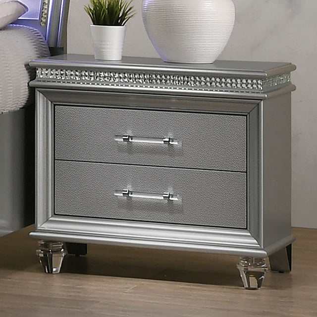 Maddie Silver Nightstand - Ornate Home