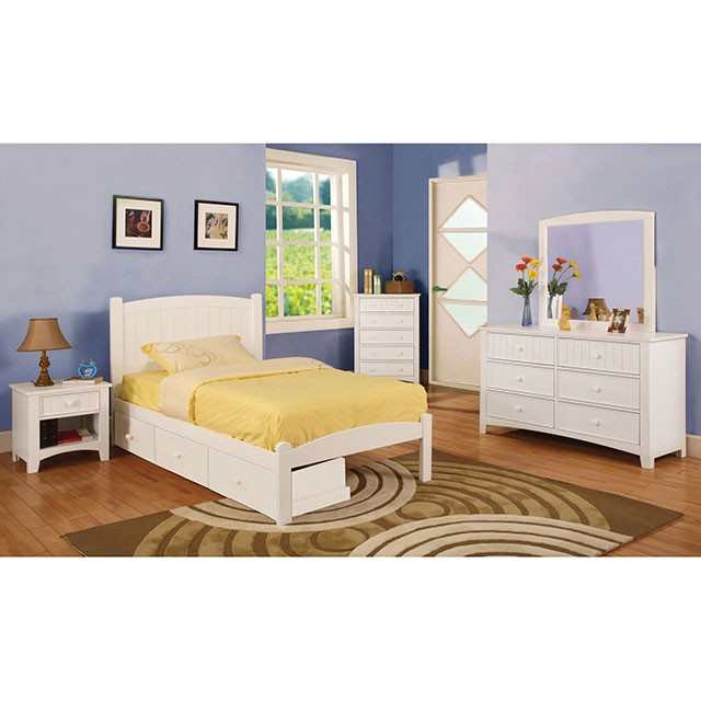 Caren White Twin Bed - Ornate Home