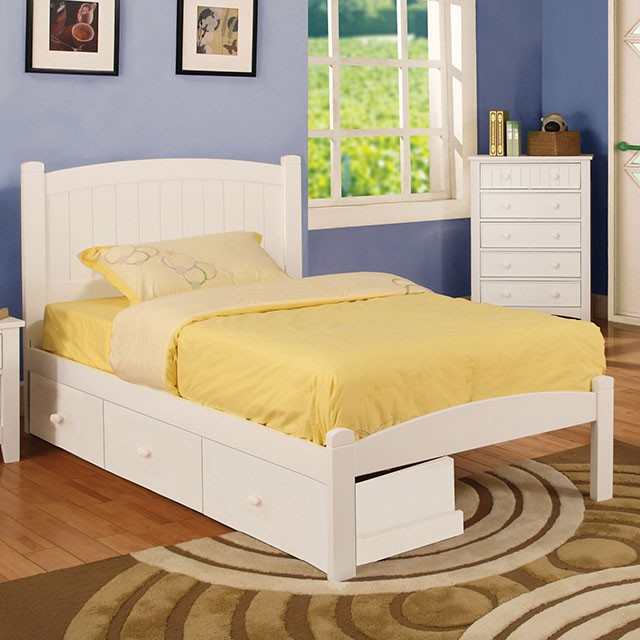 Caren White Twin Bed - Ornate Home