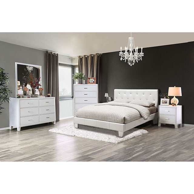 Velen White Eastern King Bed - Ornate Home