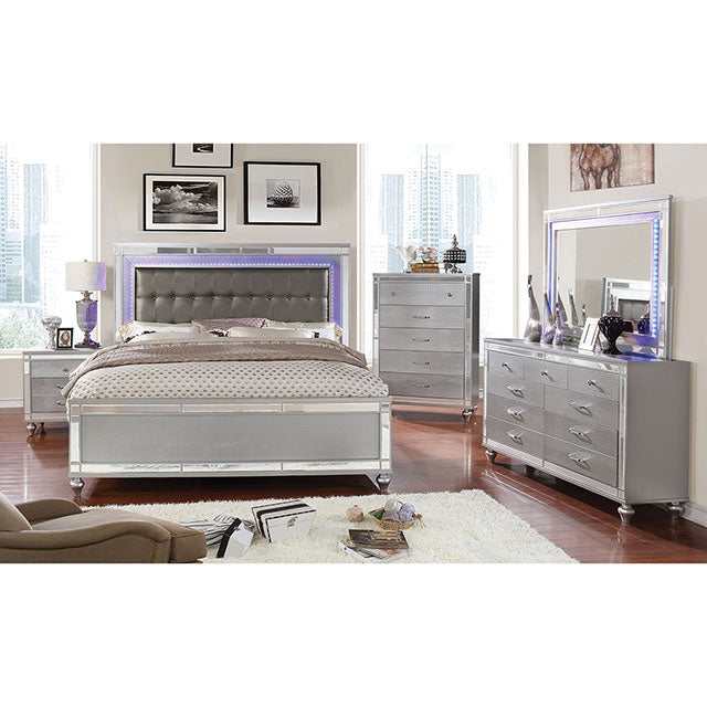 Brachium Silver Queen Bed - Ornate Home