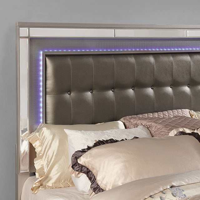 Brachium Silver Queen Bed - Ornate Home