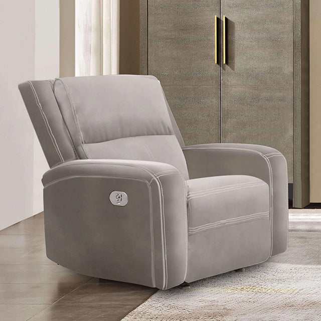 Vasilios Taupe Power Recliner - Ornate Home