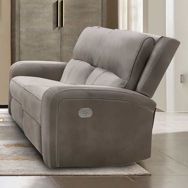 Vasilios Taupe Power Loveseat - Ornate Home