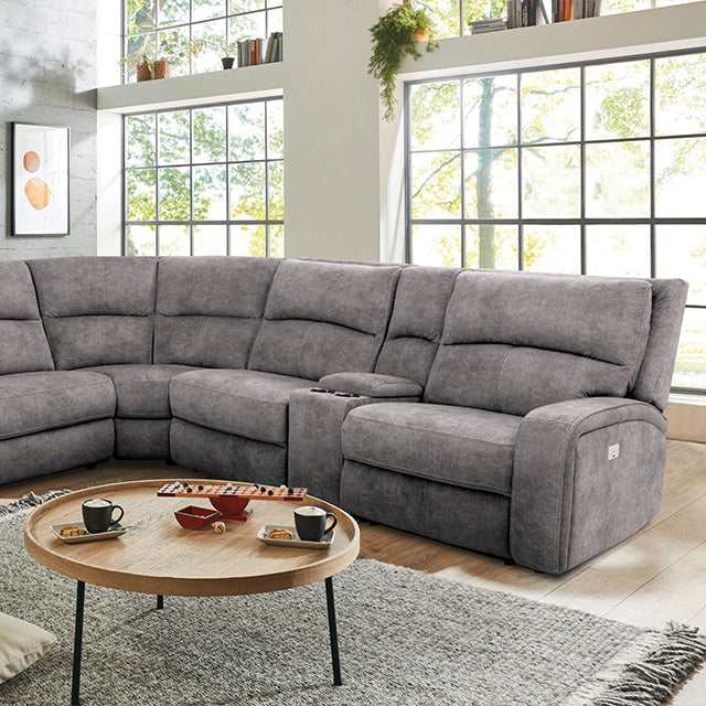 Apostolos Light Gray Power Sectional - Ornate Home