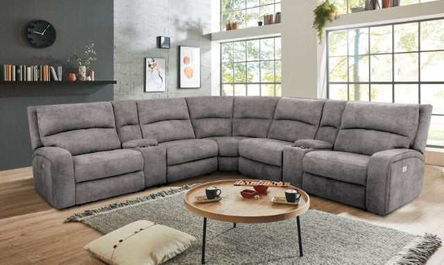 Apostolos Light Gray Power Sectional - Ornate Home