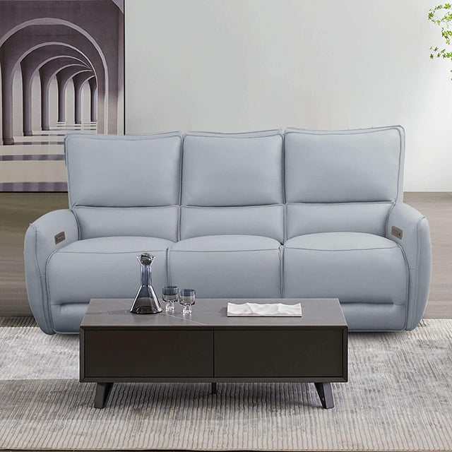 Phineas Pale Blue Power Reclining Sofa - Ornate Home