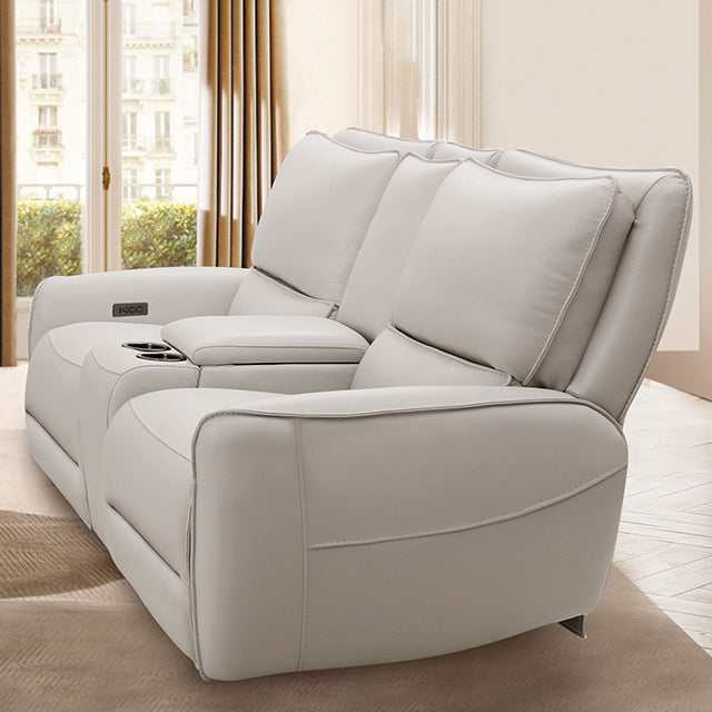 Phineas Beige Power Loveseat - Ornate Home