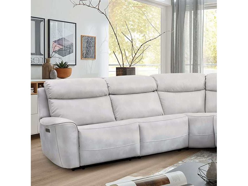 Edmondus Light Taupe Power Sectional - Ornate Home